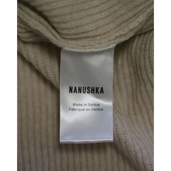Nanushka Canaan Belted Dress in Beige Merino Wool
